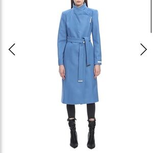 ✨ Ted Baker London Blue Wool-Cashmere Wrap Coat – Women’s Size 4